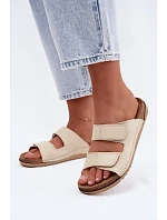 Dámske kožené papuče Inblu AA0005GU Light beige