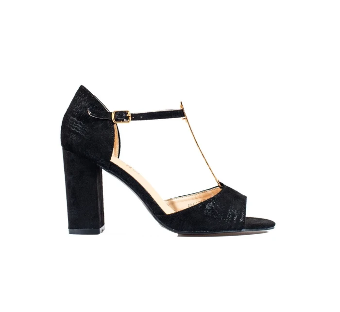 Originálne dámske sandále čierne na širokom podpätku