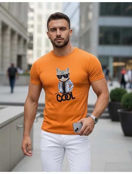 Pánske tričko Stay COOL s potlačou oranžová FashionStreet NX5018R
