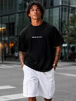 Pánske tričko oversize s nápisom NEVER GIVE UP čierne FashionStreet NX1041R