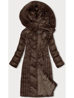 Hnědá vypasovaná dlouhá zimní bunda model 21246862 - S'WEST