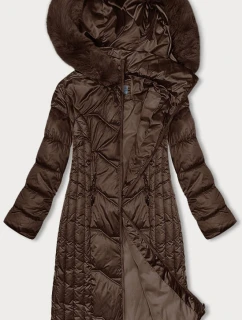 Priliehavá dlhá hnedá dámska zimná bunda S'west (B8201-14)