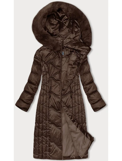 Hnědá vypasovaná dlouhá zimní bunda model 21246862 - S'WEST
