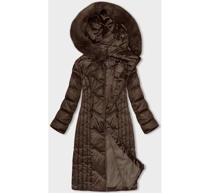 Hnědá vypasovaná dlouhá zimní bunda model 21246862 - S'WEST