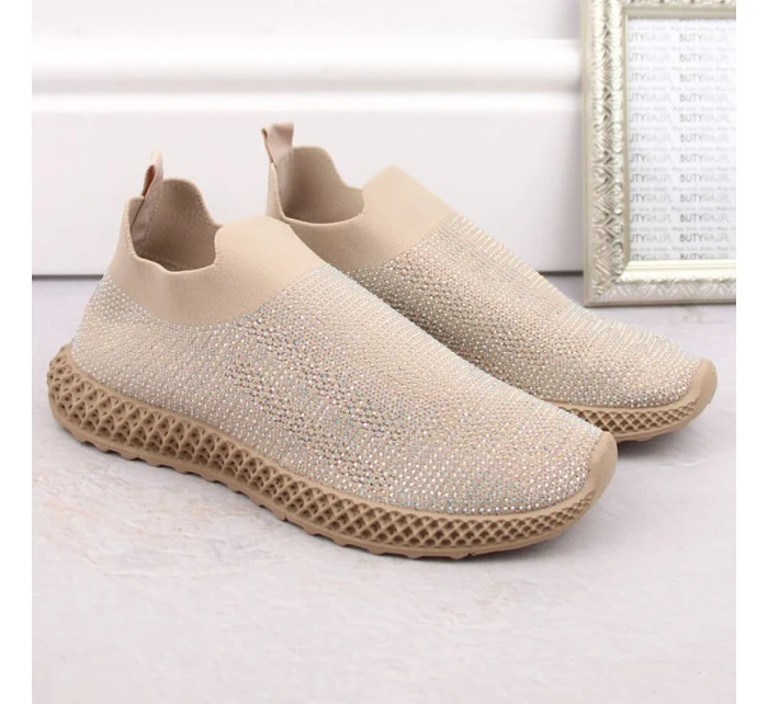 D&A W OLI257A béžová športová obuv so zirkónmi