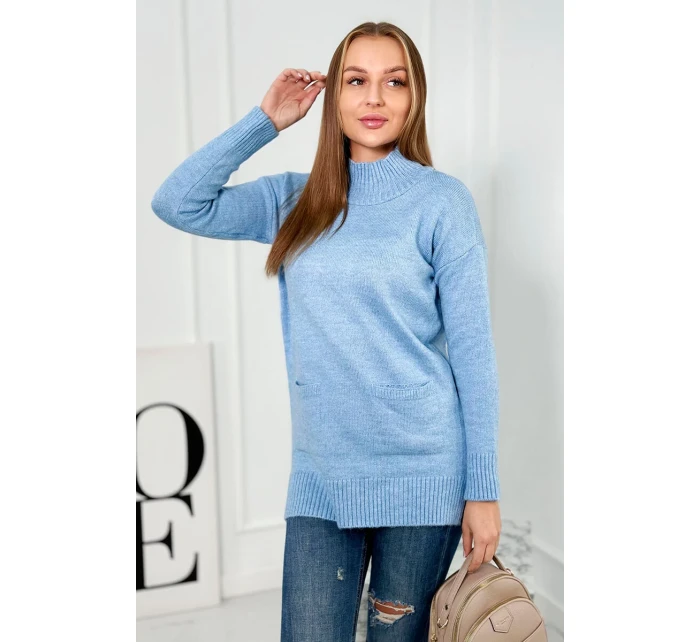 Stojanový sveter modrý