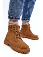 Damskie Ocieplane Trapery Camel Cross Jeans MM2R4011C