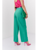Elegantné zelené nohavice s vysokým pásom