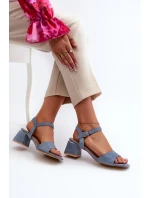 Dámske sandále na eko semišovom bloku, modré Leisha Dámske sandále na eko semišovom bloku, modré Leisha