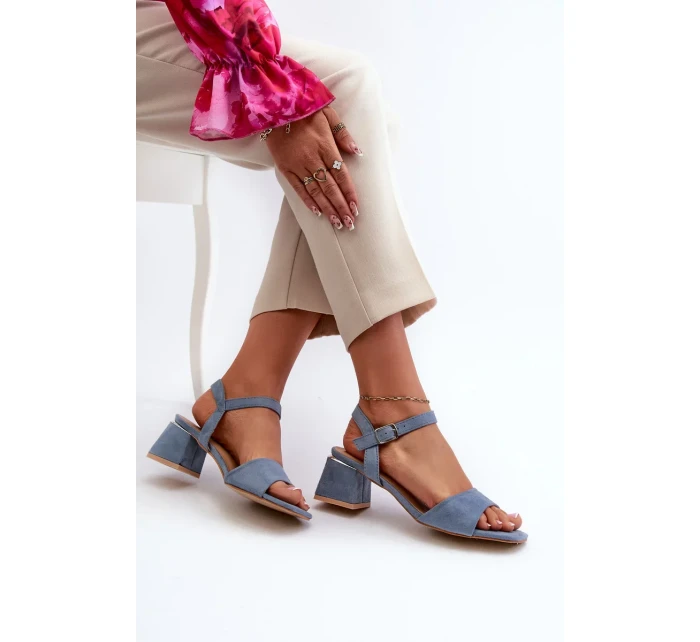 Dámske sandále na eko semišovom bloku, modré Leisha Dámske sandále na eko semišovom bloku, modré Leisha