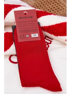 Pánske vianočné ponožky so Santom a nápisom - tmavosivé