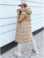 Dámská prošívaná zimní bunda s kapucí tmavě béžová Dstreet model 21971646 - FashionStreet