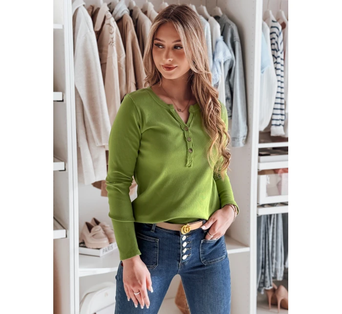 Dámské tričko s dlouhým rukávem limetkově zelené Dstreet model 21985664 - FashionStreet