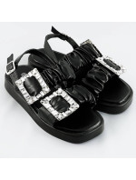 Čierne dámske sandále so zirkónmi (CM-62)