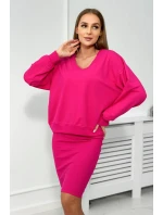 Súprava blúzka + pruhované šaty fuchsiová