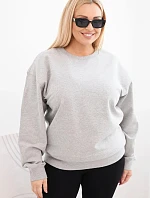 Dámske Plus veľkosť bavlnené základné okolo krku mikina šedá