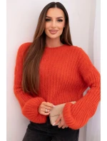 Dámsky mohérový sveter s puzdrovými rukávmi malinová