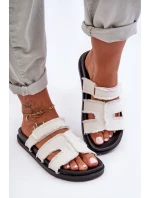 Damskie Klapki Materiałowe Na Rzep Białe Lamirose Damskie Klapki Materiałowe Na Rzep Białe Lamirose