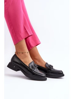 Elegantní černé dámské kožené mokasíny model 21655405 - VINCEZA