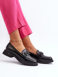 Eleganckie Skórzane Mokasyny Damskie Czarne Triana