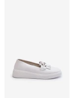 Lehké dámské kozačky z kůže na platformě bílé model 21655886 - S.Barski