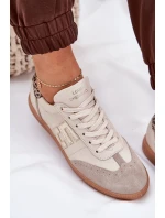 Kožené Sportovní Boty Tenisky Dámské Panterka model 21686778 Béžové - CheBello