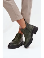 Niskie Ocieplane Botki Damskie Na Klocku Z Ozdobnym Paskiem Ciemnozielone Therisse Niskie Ocieplane Botki Damskie Na Klocku Z Ozdobnym Paskiem Ciemnozielone Therisse