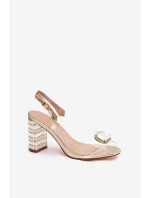 Průhledné sandály na sloupku s krystaly D&A model 21908373 zlaté - S.Barski