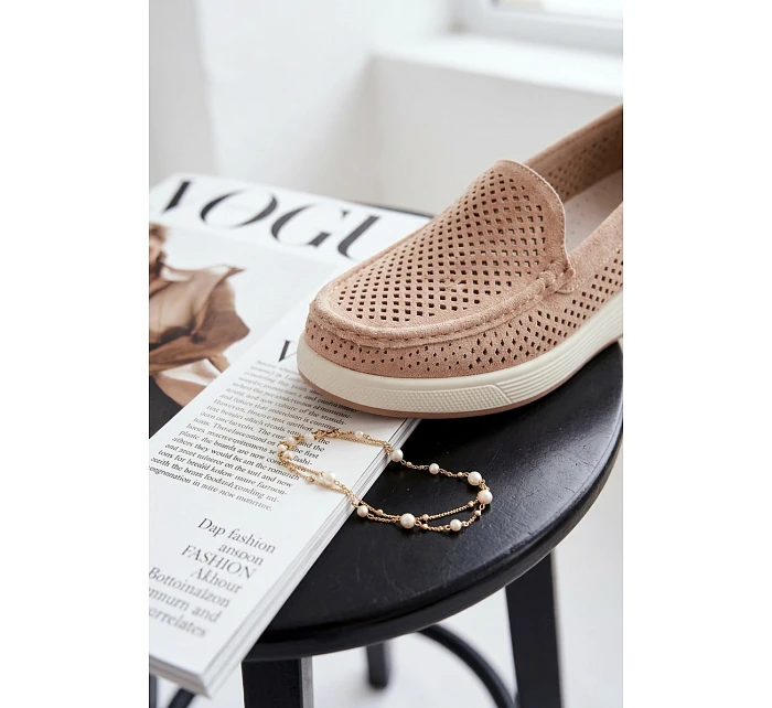 Dámské síťované mokasíny Sergio Leone MK097H béžové