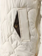 Dámska prešívaná prechodná bunda s odnímateľnou kapucňou ecru TY5624