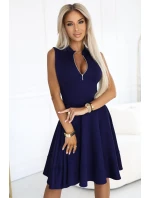 šaty s rozšířeným spodním dílem a zlatým zipem model 21171075 - numoco