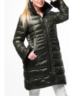 Dlhšia dámska prešívaná zimná bunda khaki (j19-017)