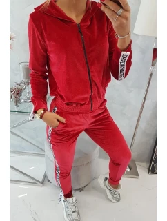 Velurová souprava s ozdobnými model 21752918 červená - K-Fashion