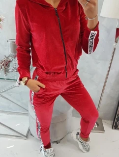 Velúrová súprava s ozdobnými stuhami červená