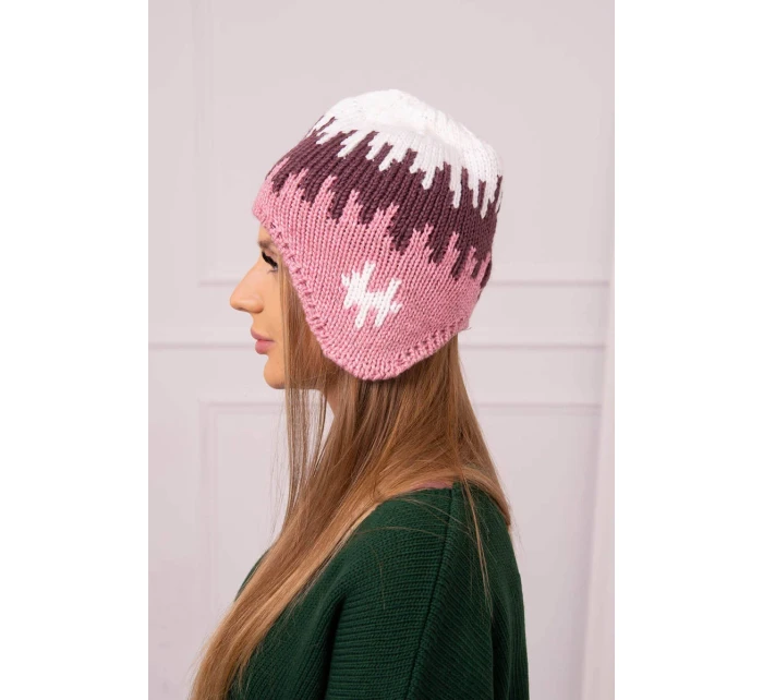 Dámska čiapka Nikol K405 white+bordeaux+pink