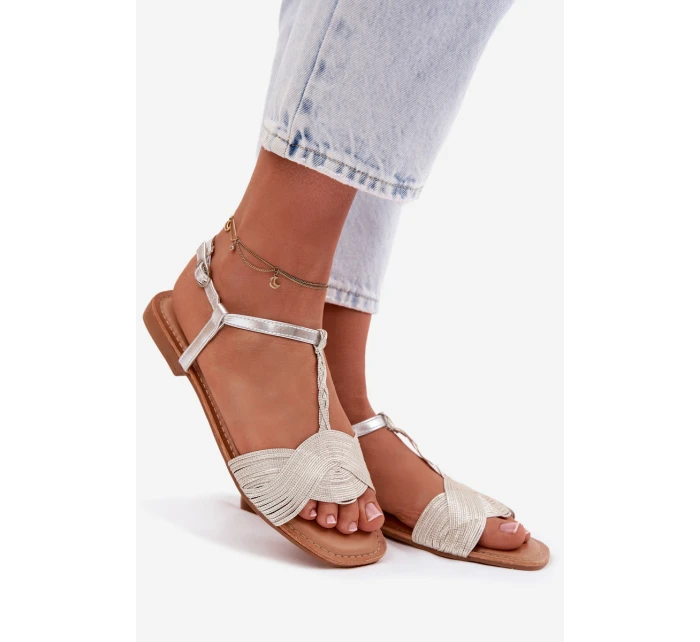 Dámské stříbrné ploché sandály Nexora