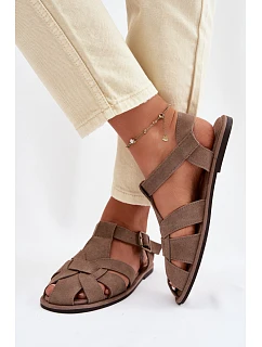 Dámské sandály Ploché z Přírodního Semiše Big Star TT274250 Béžové