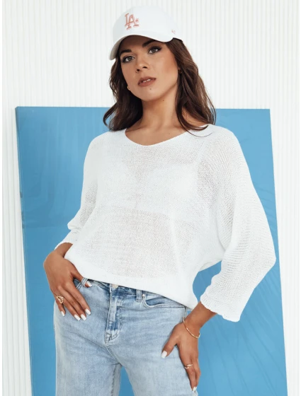 Dámský prolamovaný svetr ecru Dstreet model 21976228 - FashionStreet Dámský prolamovaný svetr ecru Dstreet model 21976228 - FashionStreet