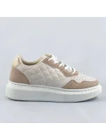 Béžové dámske šnurovacie športové poltopánky (RC-50)