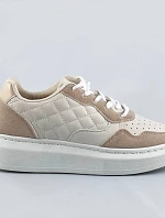 Béžové dámske šnurovacie športové poltopánky (RC-50)