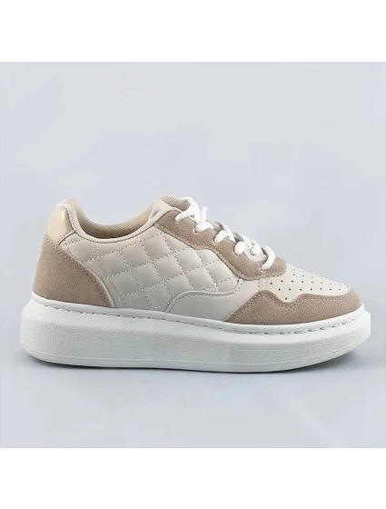 Béžové dámske šnurovacie športové poltopánky (RC-50)