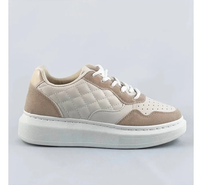 Béžové dámske šnurovacie športové poltopánky (RC-50)