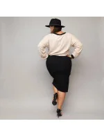 Béžovo-čierne šaty s pletenou blúzkou (682)