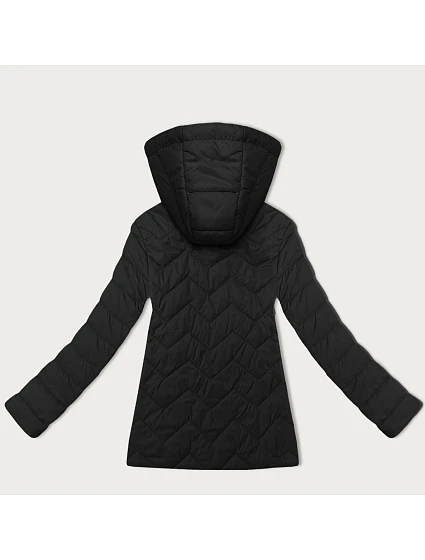 Lehká černá dámská prošívaná bunda s kapucí model 21095900 - J.STYLE Lehká černá dámská prošívaná bunda s kapucí model 21095900 - J.STYLE