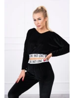 Velúrová súprava s kapucňou čierna