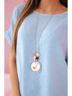 Mušelínová blúzka s náhrdelníkom modrá Mušelínová blúzka s náhrdelníkom modrá