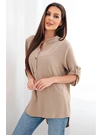 Blúzka s predĺženým chrbtom cappuccino Blúzka s predĺženým chrbtom cappuccino