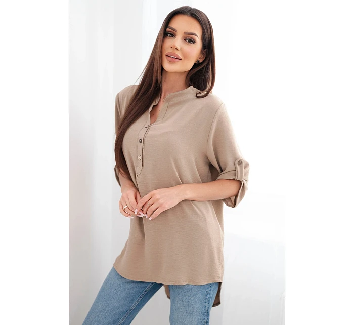 Blúzka s predĺženým chrbtom cappuccino Blúzka s predĺženým chrbtom cappuccino