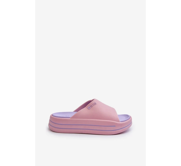 Klapki Damskie Na Platformie Big Star NN274A035 Różowe Klapki Damskie Na Platformie Big Star NN274A035 Różowe