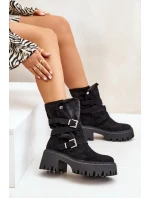 Botki Damskie Na Masywnym Obcasie Z Klamrami I Paskiem Czarne Nerelisa Botki Damskie Na Masywnym Obcasie Z Klamrami I Paskiem Czarne Nerelisa